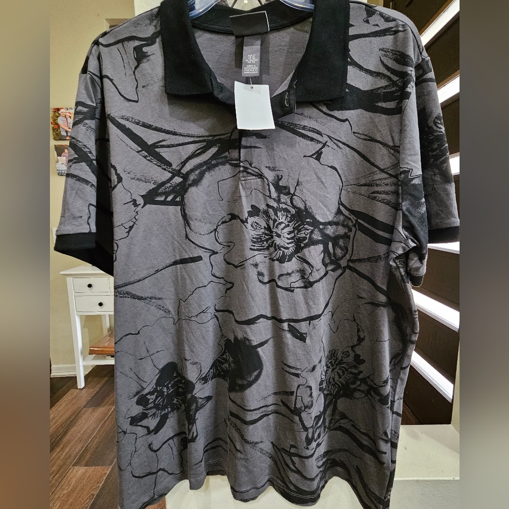 H&M Men's Polo Black/Gray